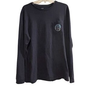 Vineyard Vines Men's Navy Blue Marlin Crest Long-Sleeve Pocket Tee Size L